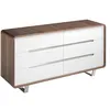 Image de Commode En Bois Blanc, Noyer Et Acier Chromé