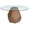 Image de Table À Manger Ronde Okta 150cm - Noyer Et Verre Transparent