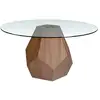 Image de Table à manger ronde pied original bois couleur noyer et verre transparent okta 150 cm