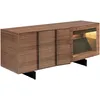 Image de Buffet En Noyer Et Acier Noir Avec Éclairage Intérieur