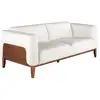 Image de Canapé 3 Places Bois De Pin Et Cuir Blanc Osten 209cm