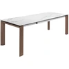 Image de Table À Manger Rectangulaire Extensible Katina L 180-235cm - Plateau En Porcelaine Blanc Et Pieds Noyer