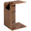 Image de Table d'appoint rectangulaire en bois plaqué chêne teinté coloris noyer