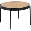Image de Table Basse Ronde En Rotin, Bois Noir Et Acier Noir