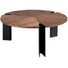 Image de Table Basse Ronde En Noyer Et Acier Noir