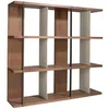Image de Bibliothèque - Etagère - ANGEL CERDA - 3 étagères - Bois laqué et acier noir - Marron - L 180 x P 40 x H 170 cm