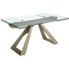 Image de Table À Manger Rectangulaire Extensible Balina L 180-240cm - Plateau En Verre Trempé Et Pieds Acier Marron Clair