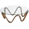 Image de Table Basse Ronde En Verre Trempé Et Noyer