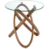 Image de Table D'angle Ronde En Verre Trempé Et Noyer