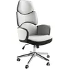 Image de Fauteuil De Bureau Pivotant Tissu Gris Clair Et Pvc Blanc Brillant