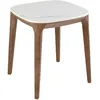 Image de Table D'angle Carrée En Marbre Porcelaine Et Noyer
