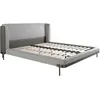 Image de Lit En Tissu Gris Clair Et Similicuir Gris Foncé