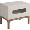 Image de Table De Chevet En Noyer Et Gris Avec Éclairage Intérieur