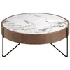 Image de Table Basse Ronde Blazer 81cm - Noyer Et Porcelaine Blanche Effet Marbre