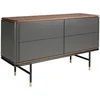 Image de Commode En Bois Gris Foncé Mat, Acier Noir Et Plateau En Noyer
