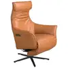 Image de Fauteuil pivotant en cuir brun