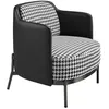Image de Fauteuil en Tissu Blanc et Noir avec Dossier en Similicuir - Chaise de Lecture pour Salon - 68 x 70 x 73 cm - 5139 ANGEL CERDA