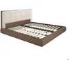 Image de Lit rembourré en tissu marron et éco-cuir marron avec revêtement blanc cassé 7174 ANGEL CERDA