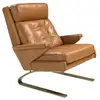 Image de Fauteuil en cuir véritable camel au design moderne et élégant