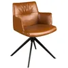 Image de Chaise Pivotante Revêtue Marron Cognac avec Base Pivotante - Design Élégant et Fonctionnel - 57 x 61 x 82 cm - 4193 ANGEL CERDA