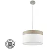 Image de Suspension cloe 1xe27 nickel blanc bois gris textile diamètre 40 cm 175494083