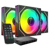 Image de Kit 3x ventilateurs PWM 120mm - MARS GAMING - MF-3DPROKIT - Infinity Mirror 3D ARGB - Paliers FDB - Télécommande & HUB (jusquà 10)