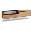 Image de Meuble tv banc télé grand espace de rangement 200x35x45cm pour les tv jusqu'à 80 pouces suspendu mural style moderne chêne et noir 46_3