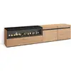 Image de Meuble tv banc télé grand espace de rangement 200x35x45cm pour les tv jusqu'à 80 pouces cheminée électrique style moderne chêne et noir 46_5
