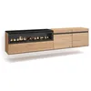 Image de Meuble TV Banc Télé 200x35x45cm Pour les TV jusquà 80 feu électrique Suspendu Mural Chêne et noir RF2147