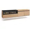 Image de Meuble tv banc télé grand espace de rangement 200x35x45cm pour les tv jusqu'à 80 pouces cheminée électrique suspendu mural style moderne chêne et noir 46_7