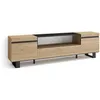 Image de Meuble TV Banc Télé 200x35x57cm Pour les TV jusquà 80 Design industriel Chêne et noir RF2149