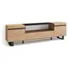 Image de Meuble tv banc télé grand espace de rangement 200x35x57cm pour les tv jusqu'à 80 pouces design industriel style moderne chêne et noir 46_18