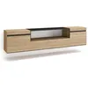 Image de Meuble TV Banc Télé 200x35x45cm Pour les TV jusquà 80 Suspendu Mural Chêne et noir RF2150