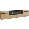 Image de Meuble tv banc télé grand espace de rangement 200x35x45cm pour les tv jusqu'à 80 pouces cheminée électrique style moderne chêne et noir 46_21
