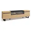 Image de Meuble tv banc télé grand espace de rangement 200x35x57cm pour les tv jusqu'à 80 pouces cheminée électrique design industriel style moderne chêne et noir 46_22
