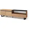 Image de Meuble tv banc télé grand espace de rangement 200x35x57cm pour les tv jusqu'à 80 pouces design industriel style moderne chêne et noir 46_26