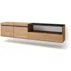 Image de Meuble tv banc télé grand espace de rangement 200x35x45cm pour les tv jusqu'à 80 pouces suspendu mural style moderne chêne et noir 46_27