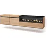 Image de Meuble TV Banc Télé 200x45x35cm Pour les TV jusquà 80 feu électrique Suspendu Mural Chêne et noir RF2159