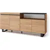 Image de Buffet salon et cuisine meuble de rangement commode 200x35x87cm 4 portes design industriel style moderne chêne et noir 63_14