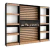 Image de Étagère bibliothèque étagère de rangement 230x25x186cm salon salle à manger bureau cheminée électrique style moderne chêne et noir 86_6