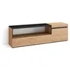 Image de Meuble TV Banc Télé Grand espace de Rangement 150x35x45cm Pour les TV jusquà 65 Chêne et noir RF2427