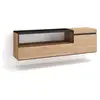 Image de Meuble tv banc télé grand espace de rangement 150x35x45cm pour les tv jusqu'à 65 pouces suspendu mural style moderne chêne et noir 53_3