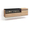Image de Meuble tv banc télé grand espace de rangement 150x35x45cm pour les tv jusqu'à 65 pouces cheminée électrique suspendu mural style moderne chêne et noir 53_7