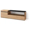 Image de Meuble TV Banc Télé Grand espace de Rangement 150x35x45cm Pour les TV jusquà 65 Chêne et noir RF2433