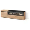 Image de Meuble TV Banc Télé 150x35x45cm Pour les TV jusquà 65 Cheminée électrique Chêne et noir RF2436
