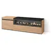 Image de Meuble tv banc télé grand espace de rangement 150x35x45cm pour les tv jusqu'à 65 pouces cheminée électrique style moderne chêne et noir 53_13