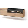 Image de Meuble TV Banc Télé 150x35x45cm Pour les TV jusquà 65 feu électrique Suspendu Mural Chêne et noir RF2438