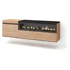 Image de Meuble tv banc télé grand espace de rangement 150x35x45cm pour les tv jusqu'à 65 pouces cheminée électrique suspendu mural style moderne chêne et noir 53_15