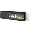 Image de Meuble tv banc télé grand espace de rangement 160x35x45cm pour les tv jusqu'à 65 cheminée électrique xxl style moderne noir 421_13