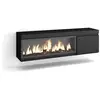Image de Meuble tv banc télé grand espace de rangement 160x35x45cm pour les tv jusqu'à 65 cheminée électrique xxl suspendu mural style moderne noir 421_7